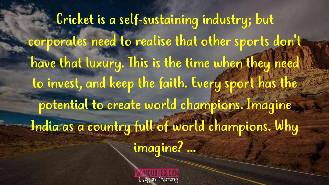 Gagan Narang Quotes: Cricket is a self-sustaining industry;