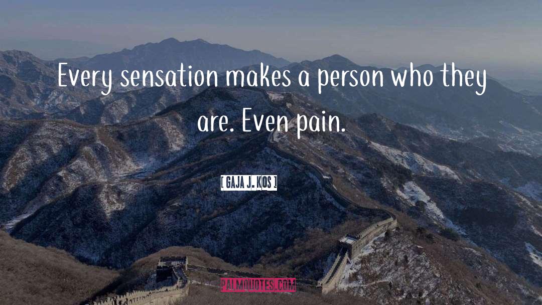 Gaja J. Kos Quotes: Every sensation makes a person