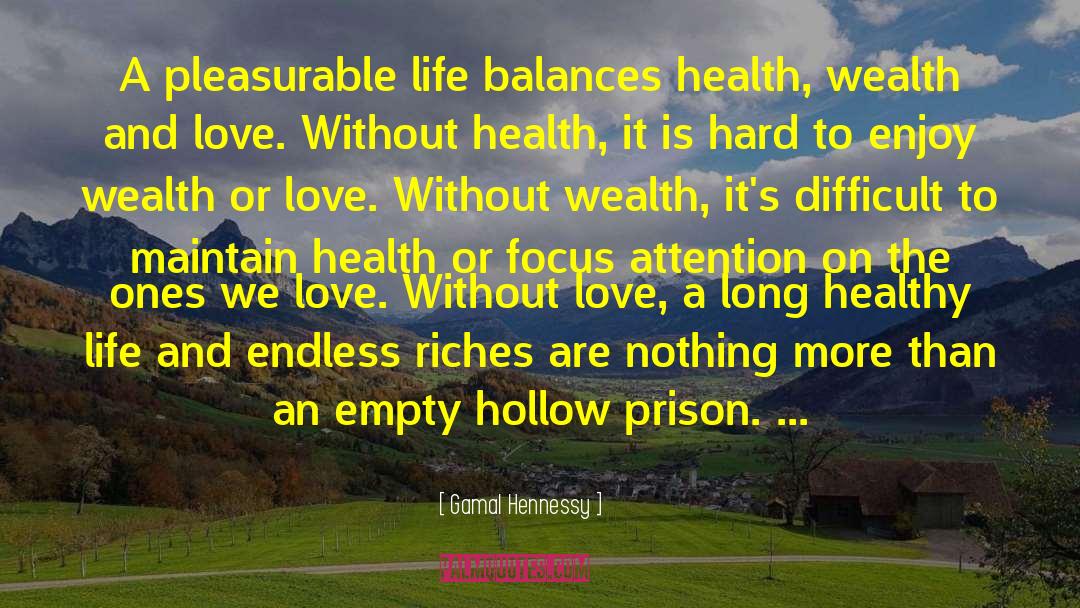 Gamal Hennessy Quotes: A pleasurable life balances health,