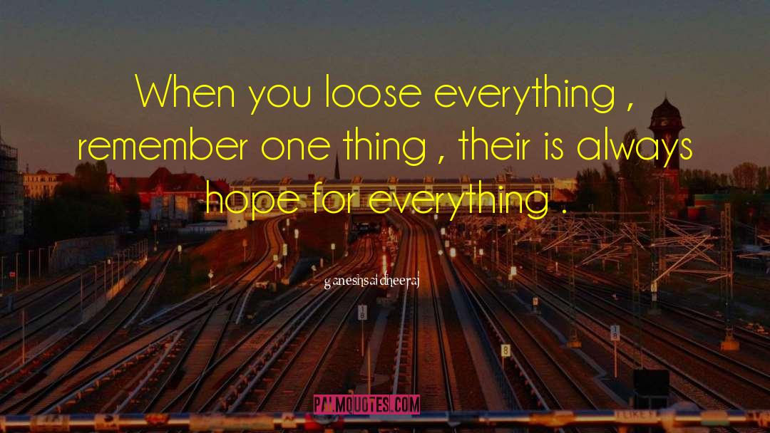 Ganeshsaidheeraj Quotes: When you loose everything ,