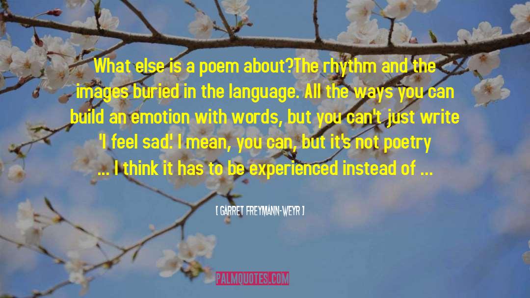 Garret Freymann-Weyr Quotes: What else is a poem