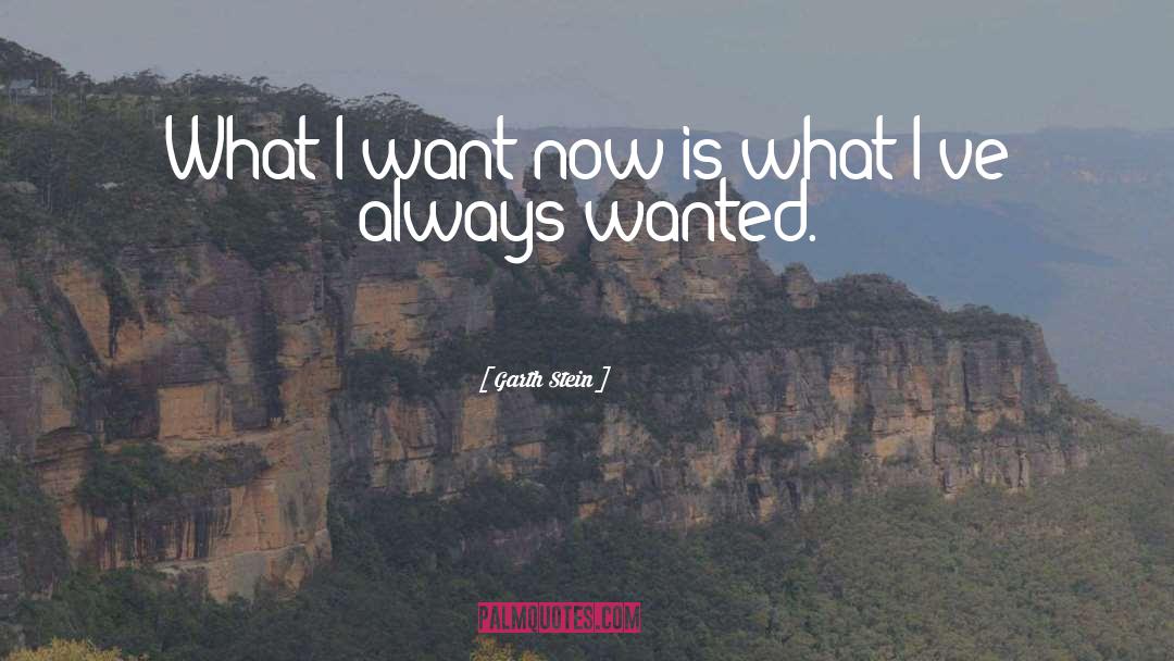Garth Stein Quotes: What I want now is