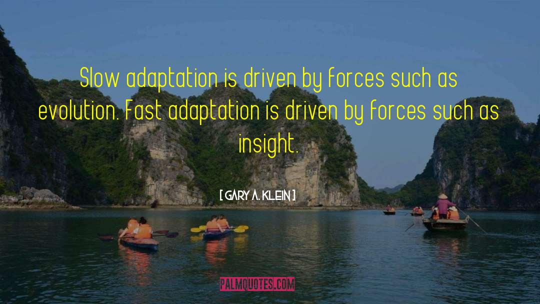 Gary A. Klein Quotes: Slow adaptation is driven by