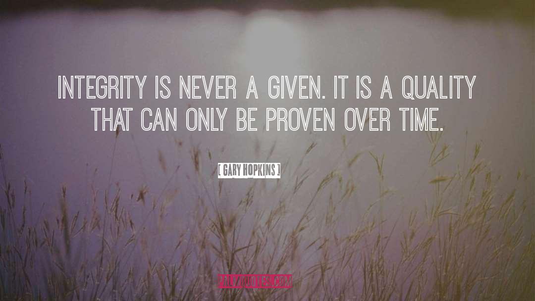 Gary Hopkins Quotes: Integrity is never a given.