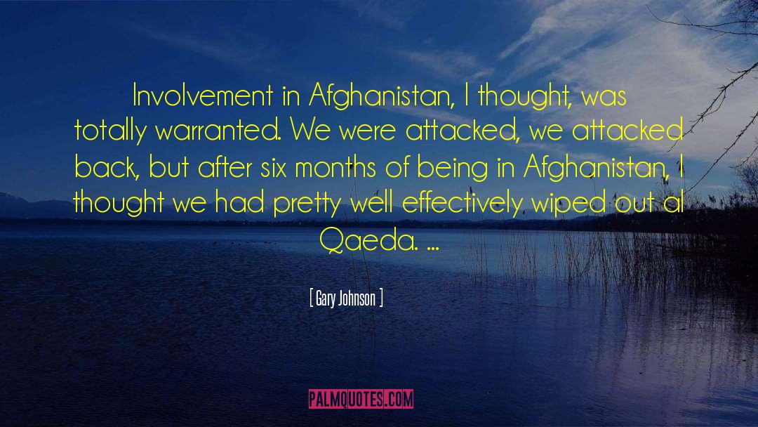 Gary Johnson Quotes: Involvement in Afghanistan, I thought,