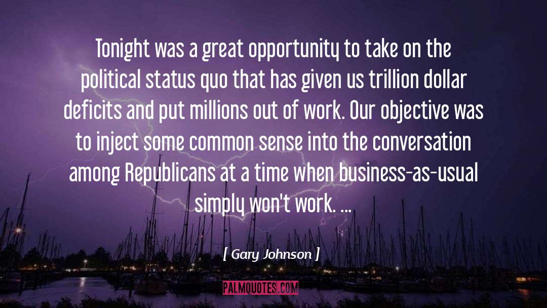 Gary Johnson Quotes: Tonight was a great opportunity