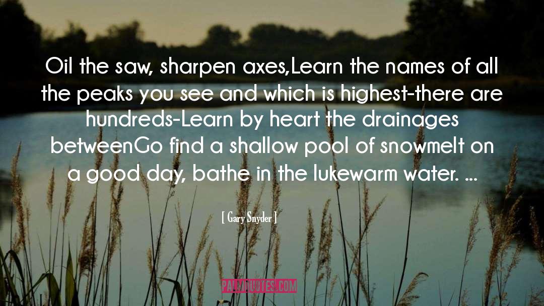 Gary Snyder Quotes: Oil the saw, sharpen axes,<br
