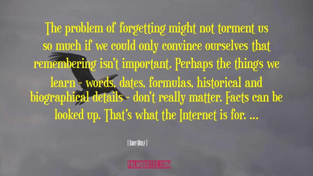 Gary Wolf Quotes: The problem of forgetting might