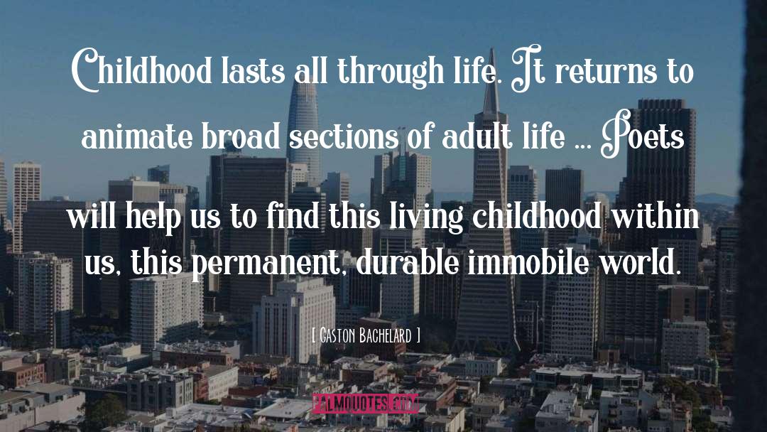 Gaston Bachelard Quotes: Childhood lasts all through life.