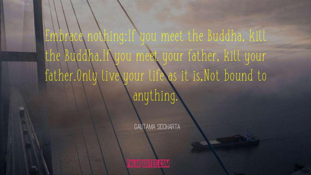 Gautama Siddharta Quotes: Embrace nothing:<br>If you meet the