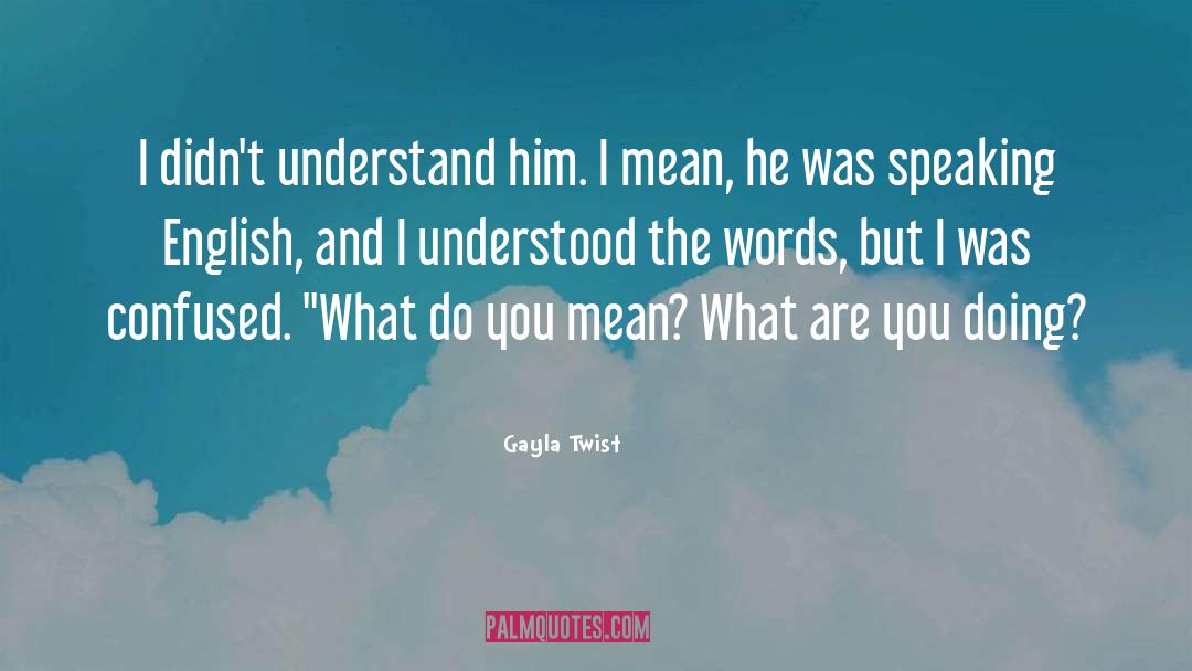 Gayla Twist Quotes: I didn't understand him. I