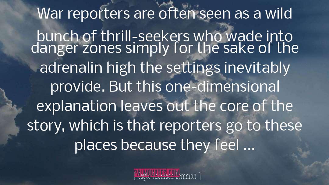 Gayle Tzemach Lemmon Quotes: War reporters are often seen