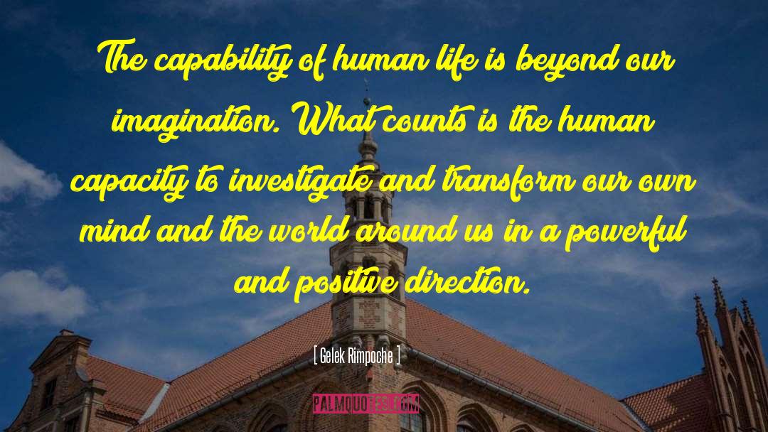 Gelek Rimpoche Quotes: The capability of human life