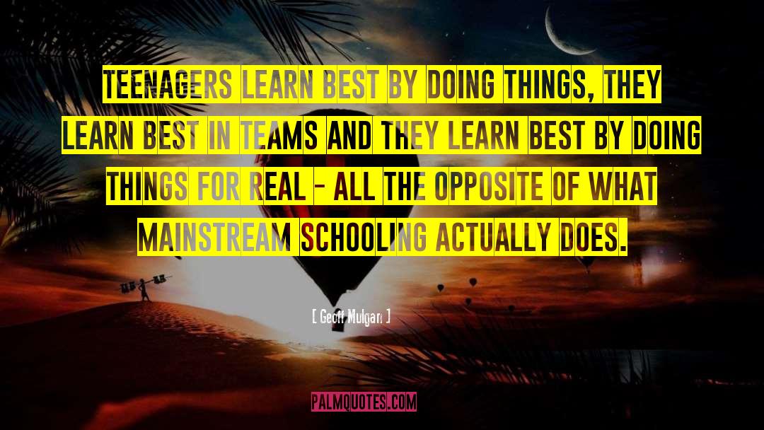 Geoff Mulgan Quotes: Teenagers learn best by doing