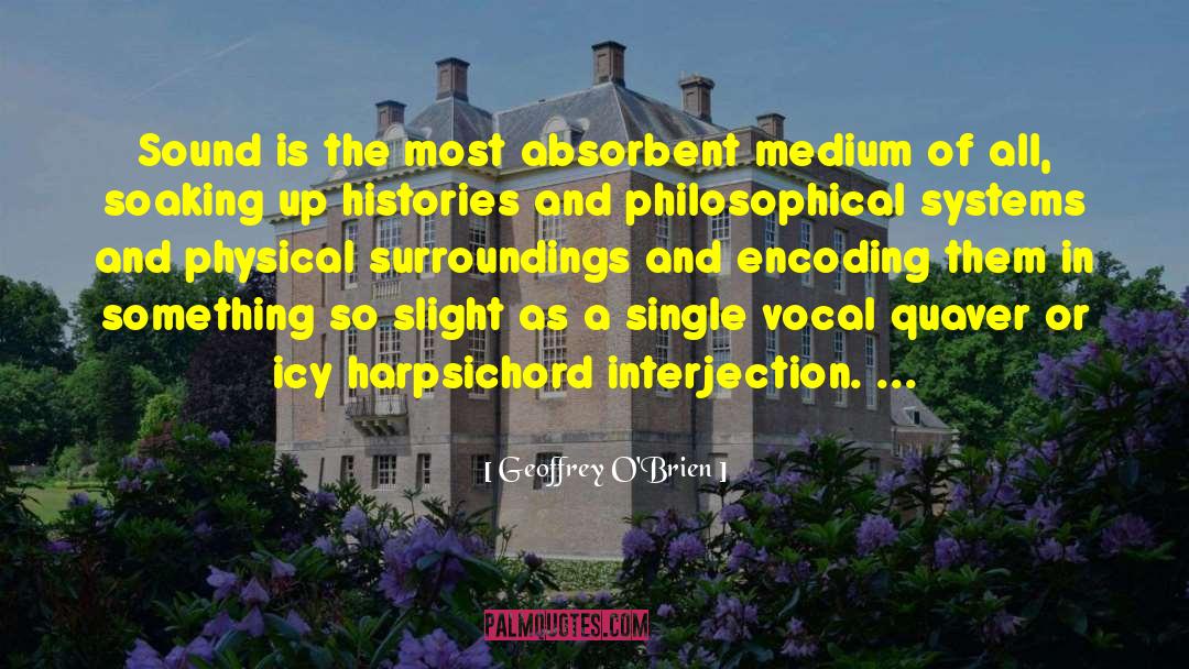 Geoffrey O'Brien Quotes: Sound is the most absorbent