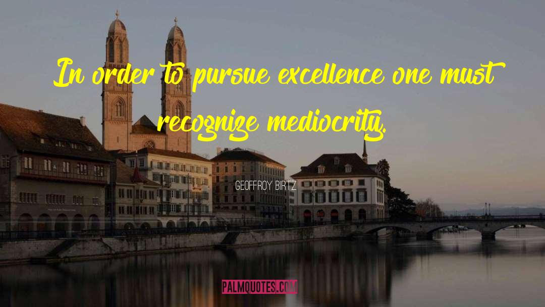 Geoffroy Birtz Quotes: In order to pursue excellence