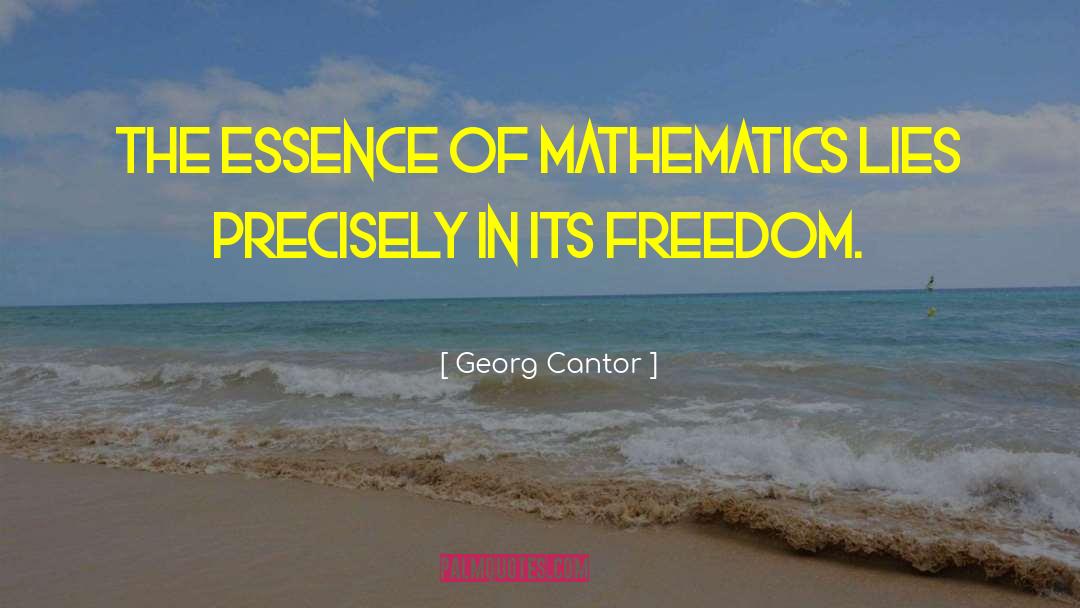 Georg Cantor Quotes: The essence of mathematics lies
