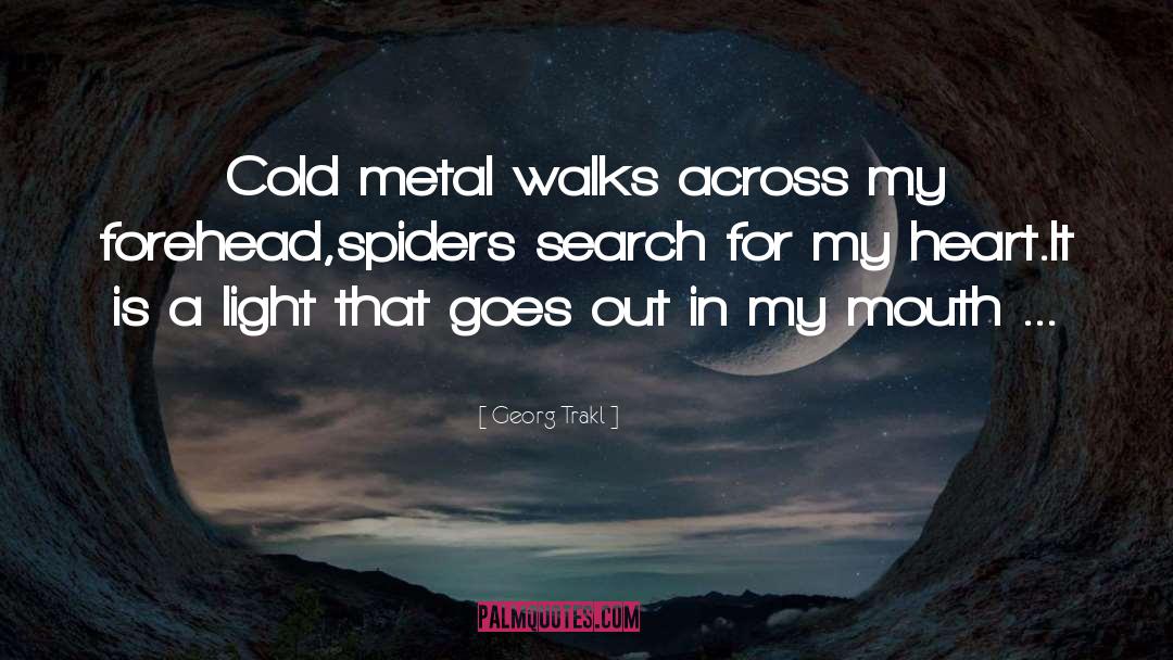 Georg Trakl Quotes: Cold metal walks across my