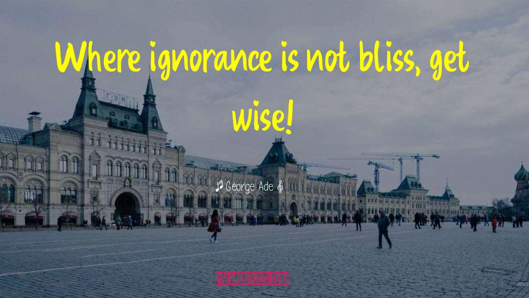 George Ade Quotes: Where ignorance is not bliss,