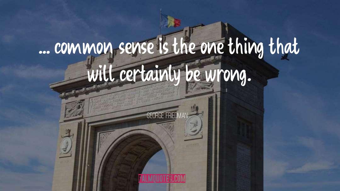 George Friedman Quotes: ... common sense is the