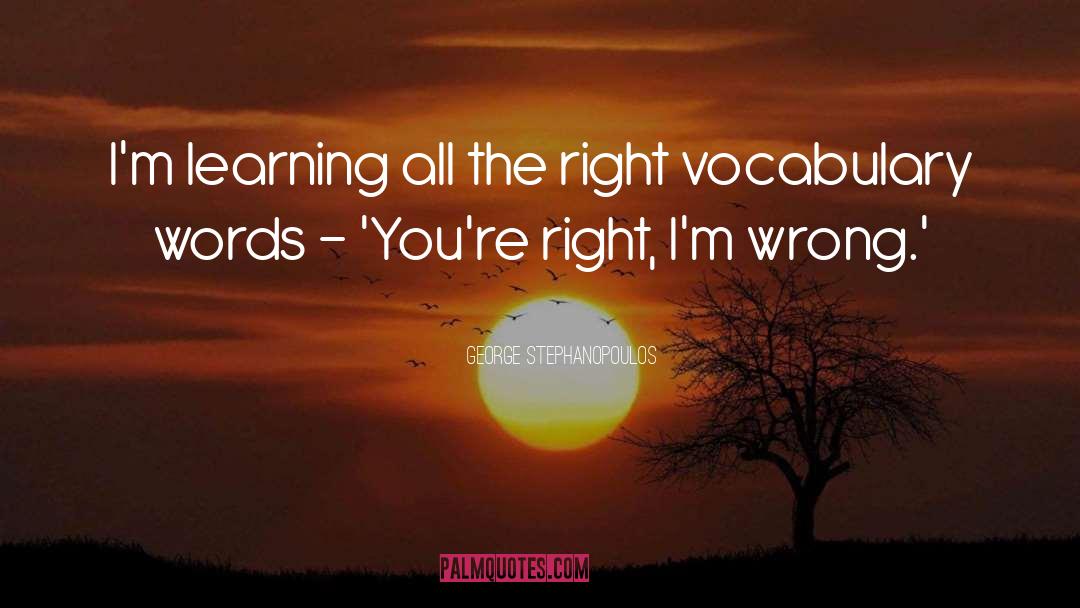 George Stephanopoulos Quotes: I'm learning all the right