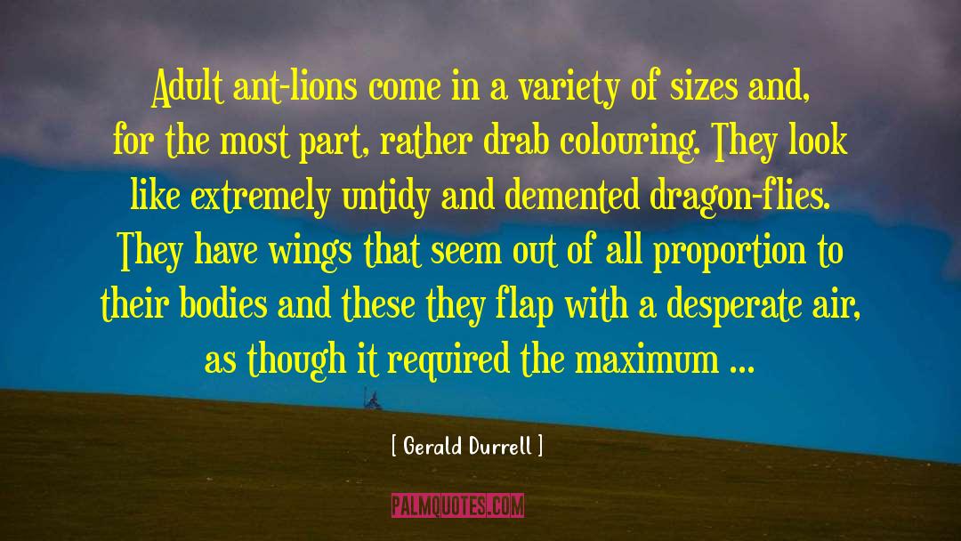 Gerald Durrell Quotes: Adult ant-lions come in a