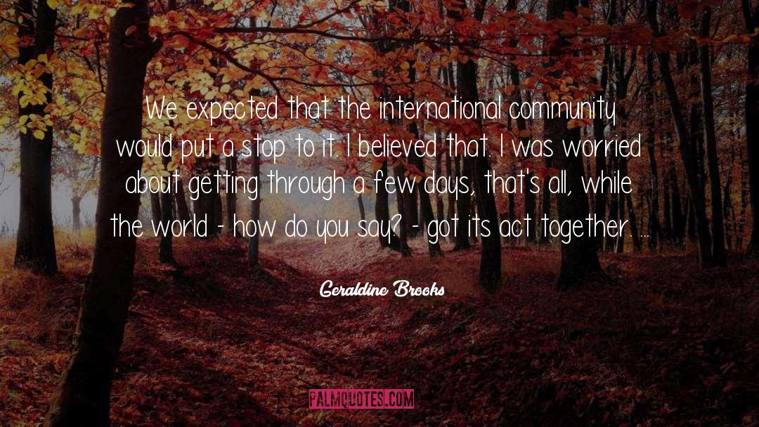 Geraldine Brooks Quotes: We expected that the international