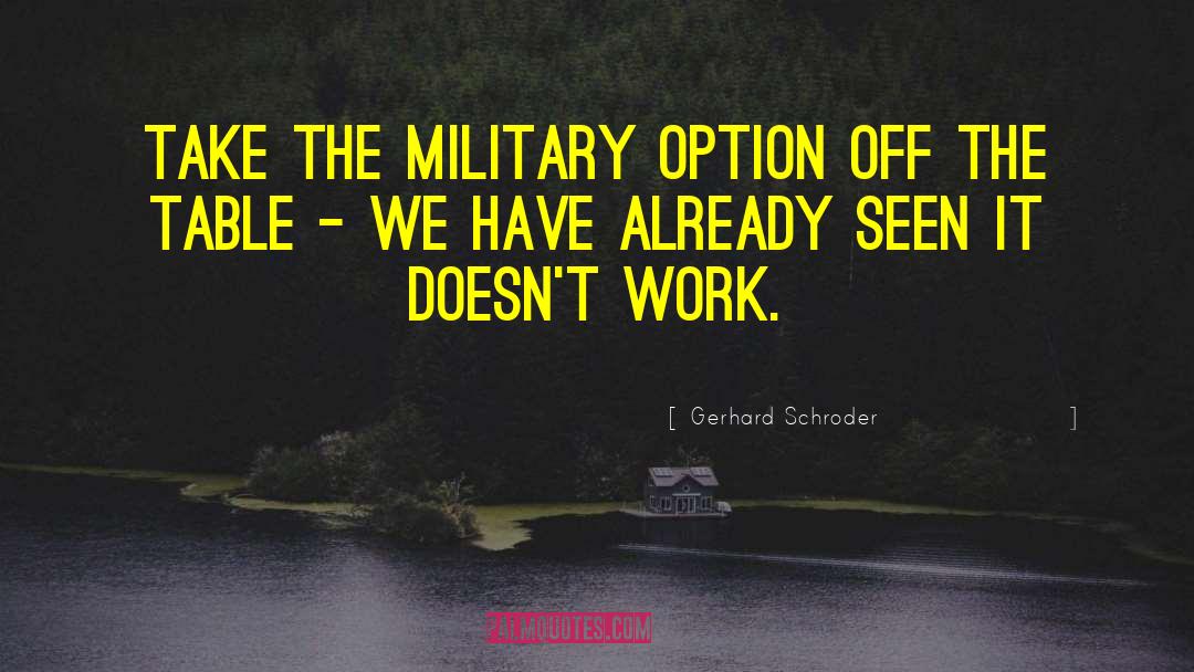 Gerhard Schroder Quotes: Take the military option off