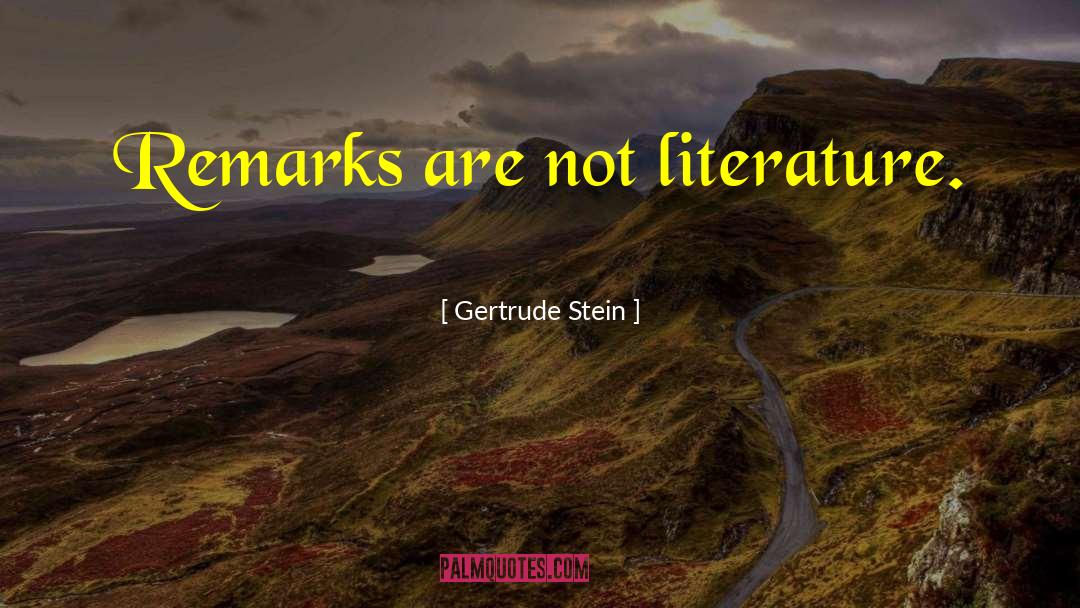 Gertrude Stein Quotes: Remarks are not literature.