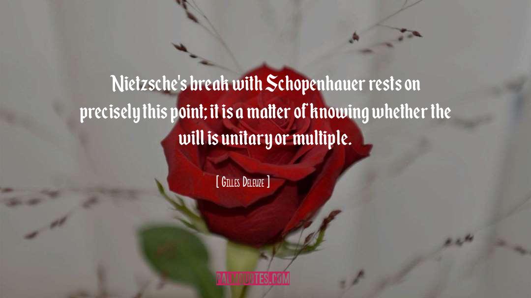 Gilles Deleuze Quotes: Nietzsche's break with Schopenhauer rests
