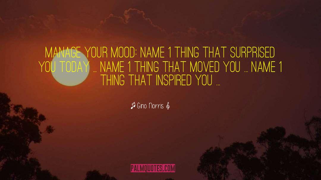 Gino Norris Quotes: MANAGE YOUR MOOD: Name 1