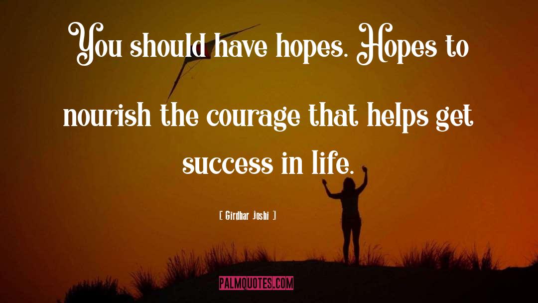 Girdhar Joshi Quotes: You should have hopes. Hopes