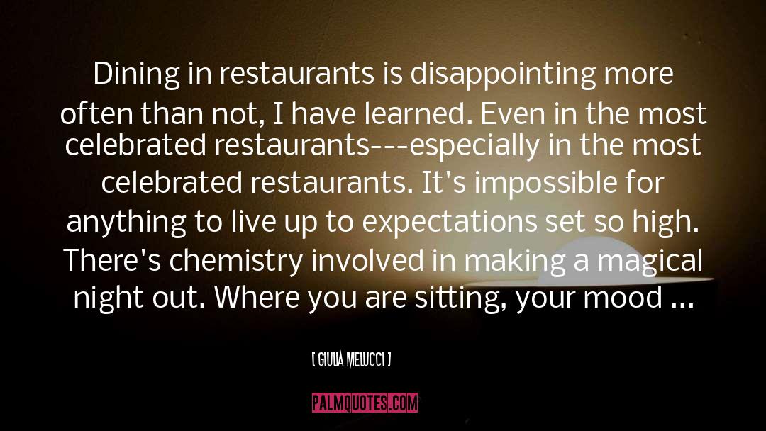 Giulia Melucci Quotes: Dining in restaurants is disappointing