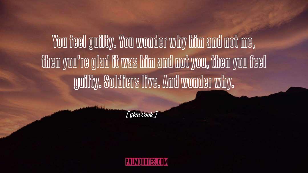 Glen Cook Quotes: You feel guilty. You wonder