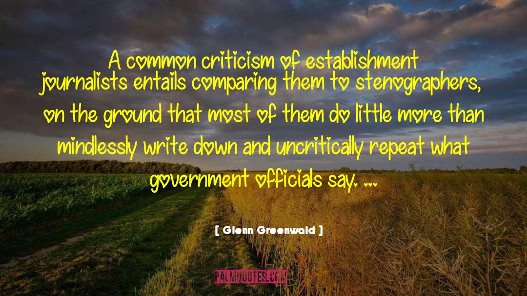 Glenn Greenwald Quotes: A common criticism of establishment
