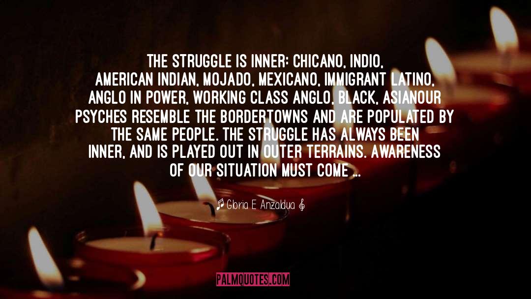 Gloria E Anzaldua Quotes: The struggle is inner: Chicano,