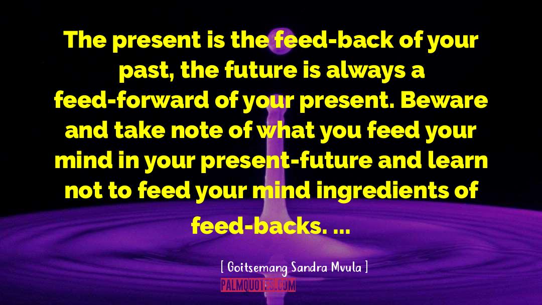 Goitsemang Sandra Mvula Quotes: The present is the feed-back