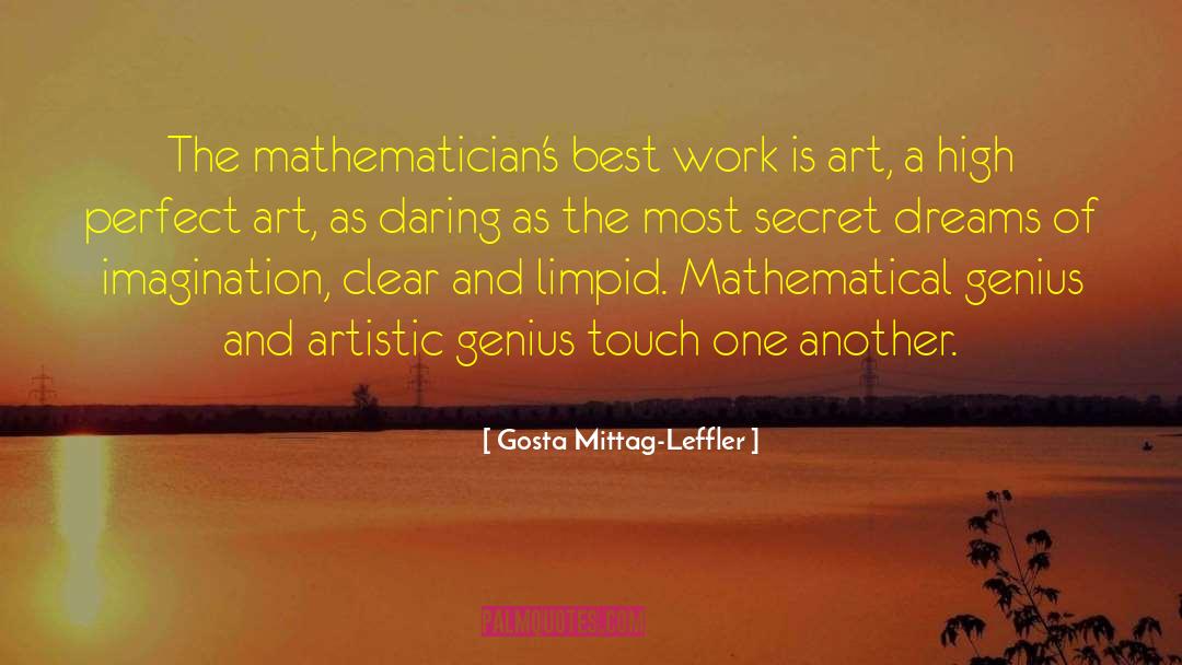 Gosta Mittag-Leffler Quotes: The mathematician's best work is