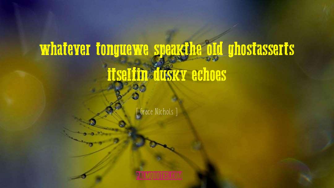 Grace Nichols Quotes: whatever tongue<br />we speak<br />the