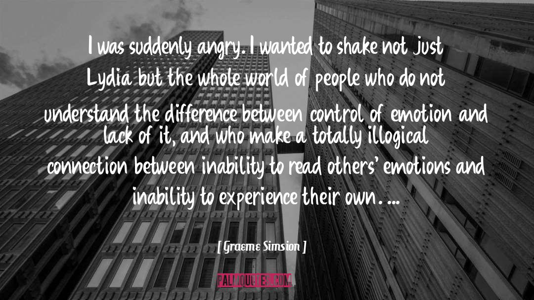 Graeme Simsion Quotes: I was suddenly angry. I