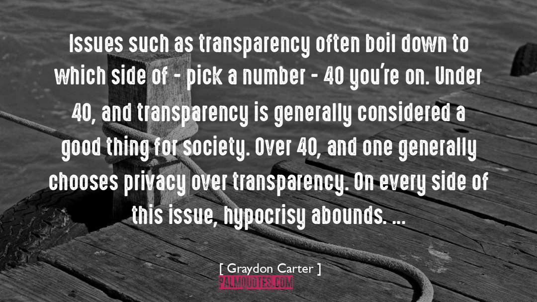 Graydon Carter Quotes: Issues such as transparency often