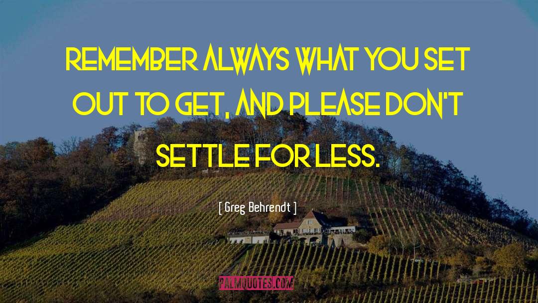 Greg Behrendt Quotes: Remember always what you set