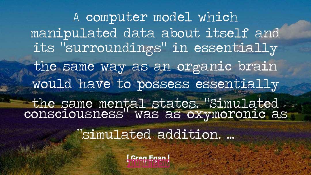 Greg Egan Quotes: A computer model which manipulated