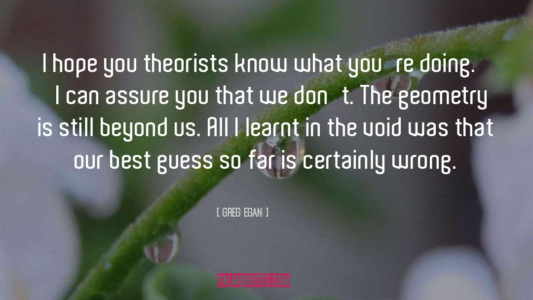 Greg Egan Quotes: I hope you theorists know