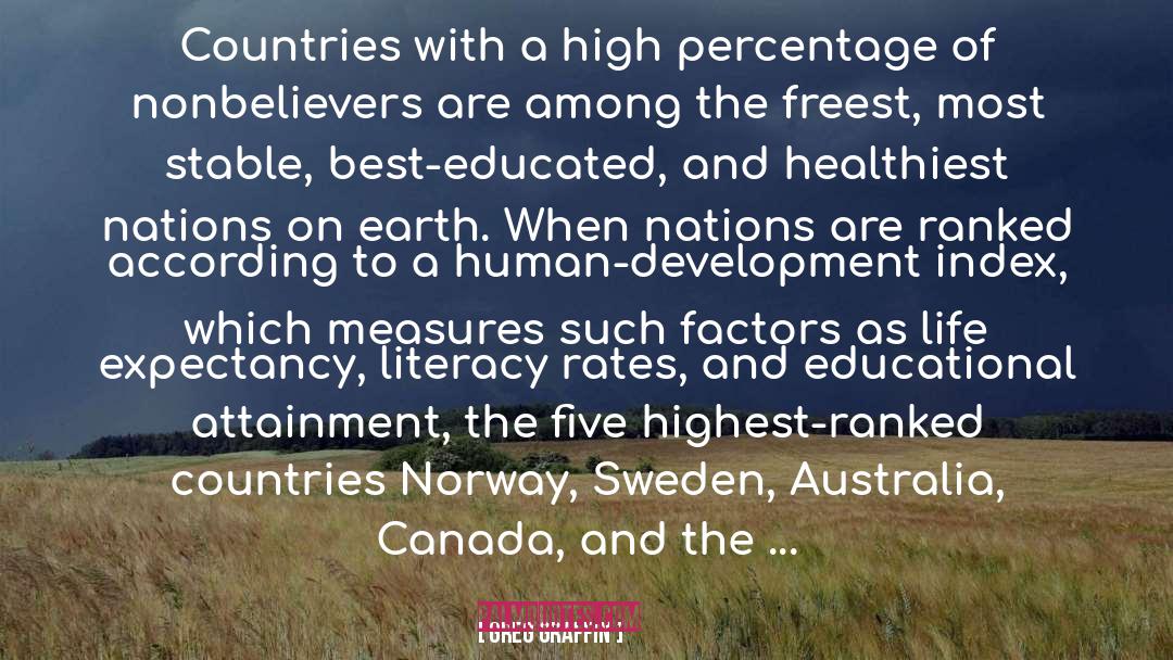 Greg Graffin Quotes: Countries with a high percentage