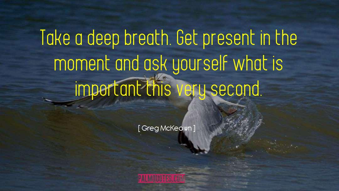Greg McKeown Quotes: Take a deep breath. Get