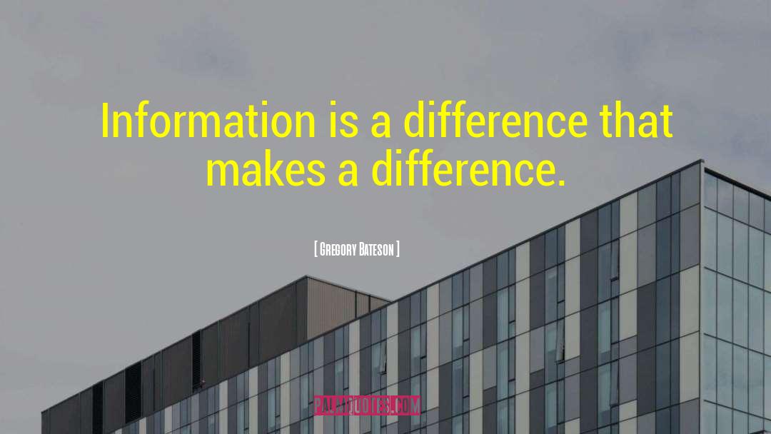 Gregory Bateson Quotes: Information is a difference that