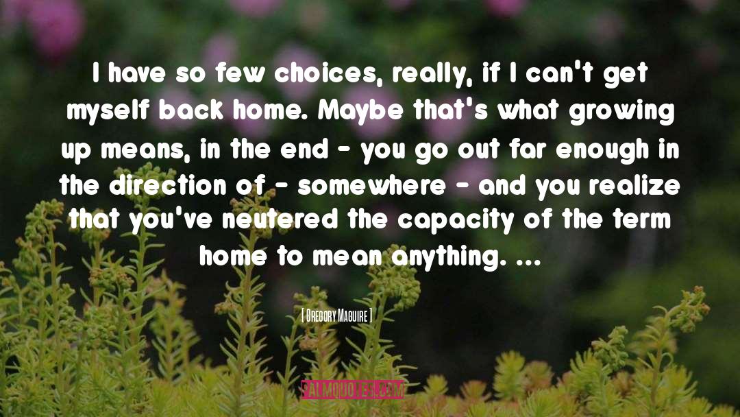 Gregory Maguire Quotes: I have so few choices,