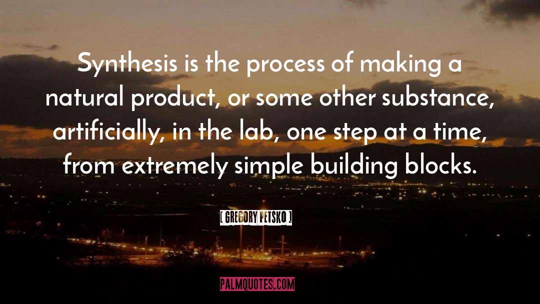 Gregory Petsko Quotes: Synthesis is the process of