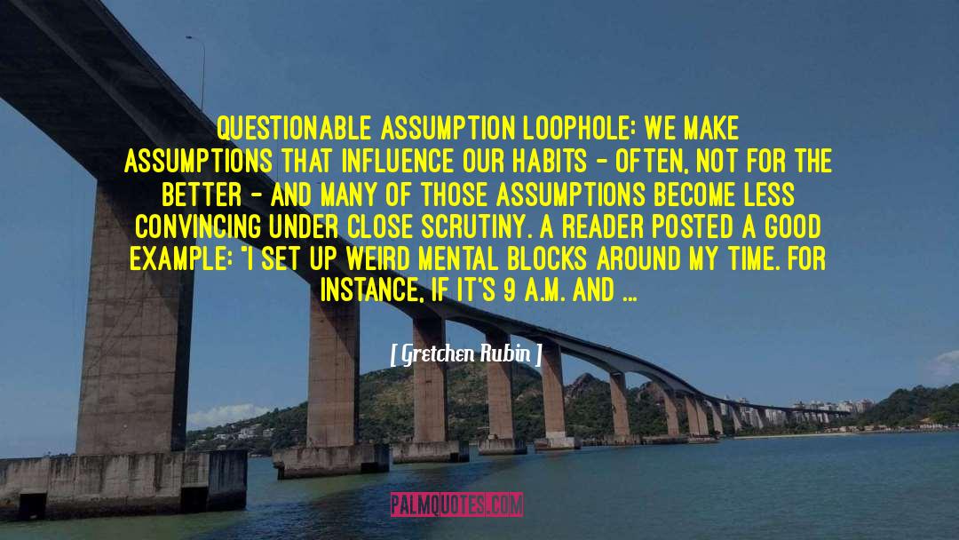 Gretchen Rubin Quotes: Questionable Assumption Loophole: We make